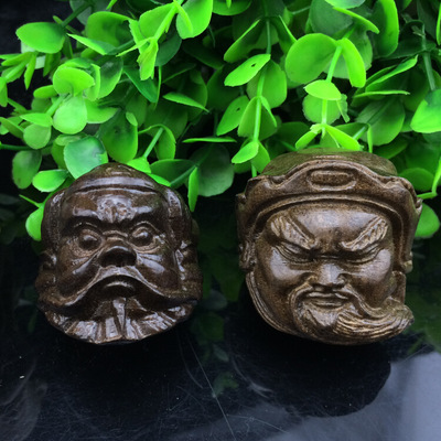 皮黑木 张飞 手把件45mm关公 越南药沉香 保健球 地摊文玩